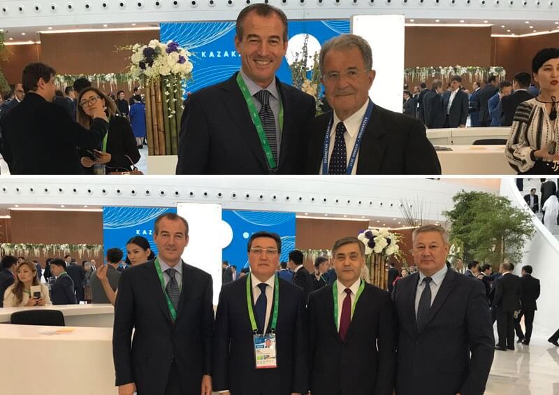Mabetex Group - Afrim Pacolli together with ex Prime-Minister of Italy, Romano Prodi, at the EXPO-2017 Opening Ceremony in Nur-Sultan